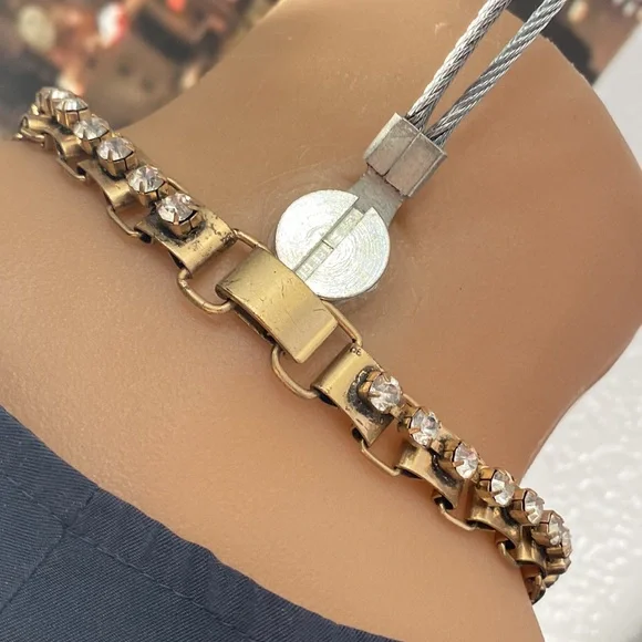 J CREW - necklace: gold tone w asymmetrical chunks & rhinestones throughout - Picture 15 of 16